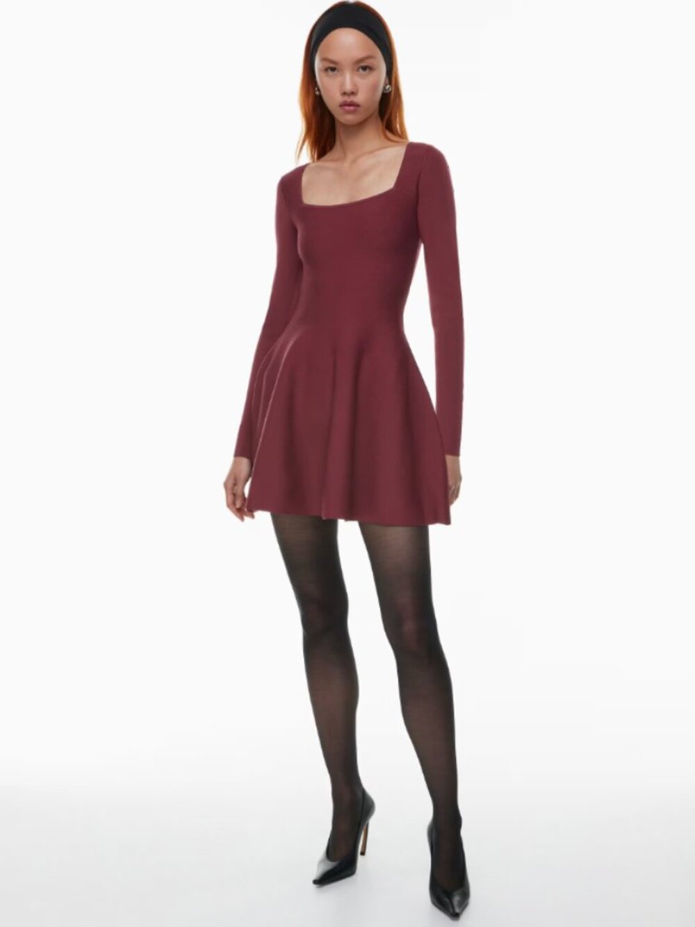 NWT Aritzia Babaton Sculpt Knit Applause Burgundy Mini Dress XS
